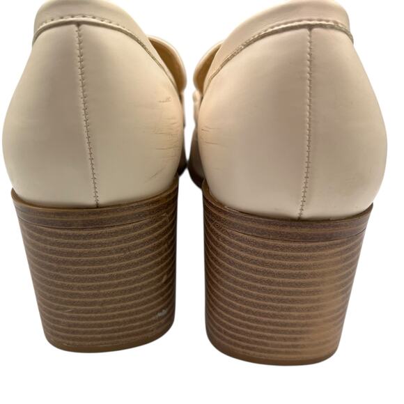 Nine West Cream Loafers Chain Detail 10 Block Heel Square Toe Business Office - Picture 4 of 5